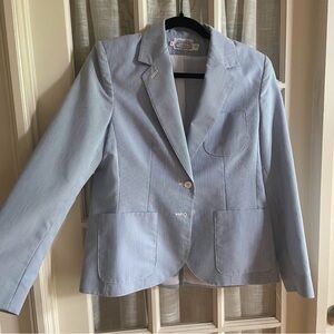 Villager Light Blue Seersucker Women's Suit Jacket
